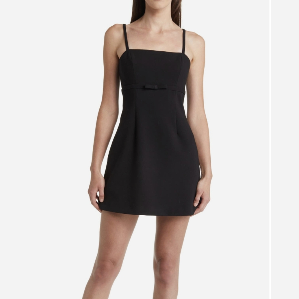 French Connection Black Mini Dress with Bow Detail